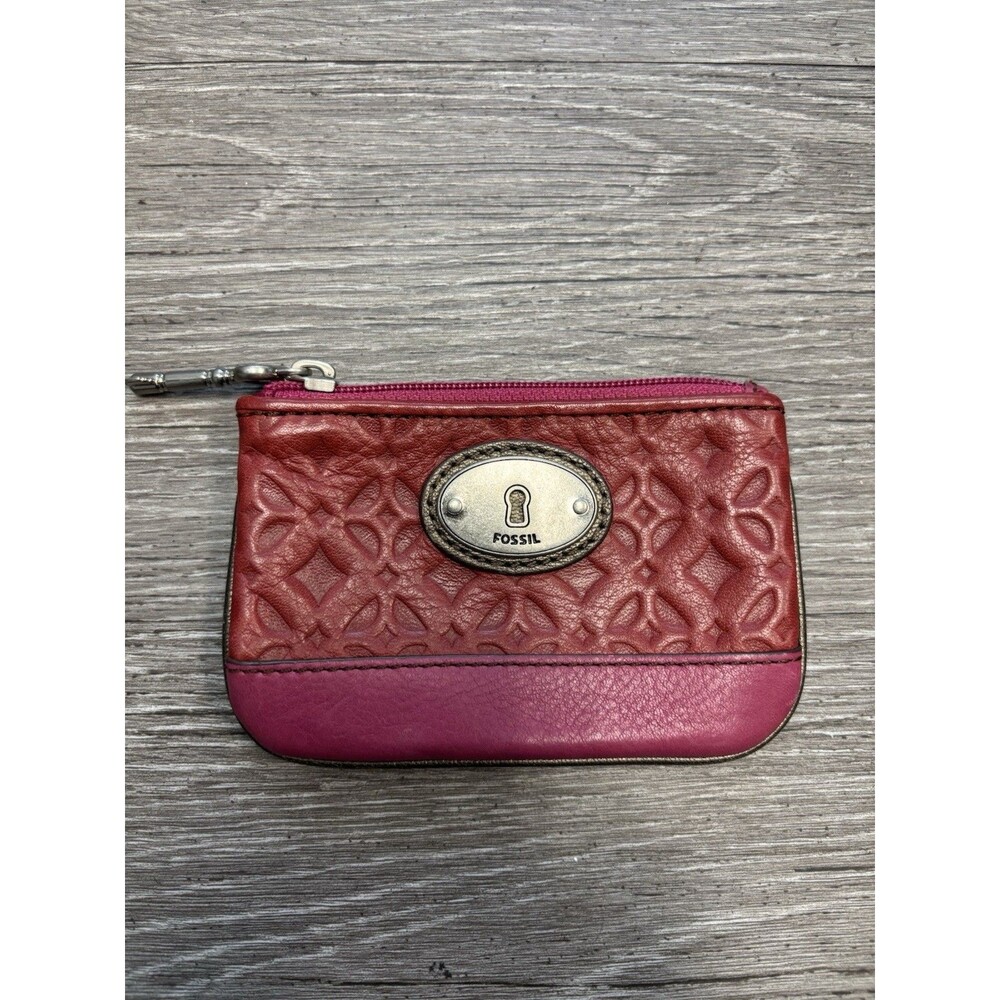 Fossil Maddox Mini wallet made from red and pink embossed leather